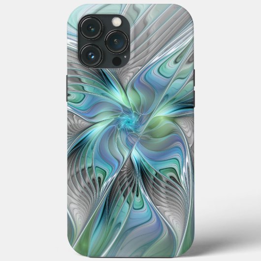 Abstracte blauwe groene vlinder Fantasy Fractal Ar Case-Mate iPhone Case (Achterkant)