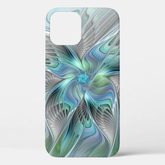 Abstracte blauwe groene vlinder Fantasy Fractal Ar Case-Mate iPhone Case (Achterkant)