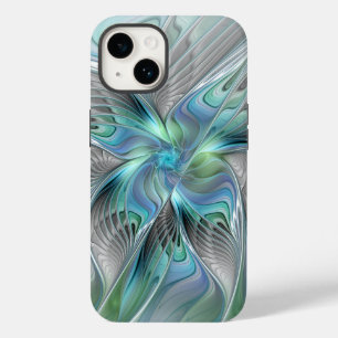 Abstracte blauwe groene vlinder Fantasy Fractal Ar Case-Mate iPhone 14 Hoesje