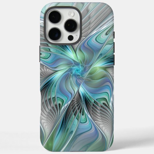 Abstracte blauwe groene vlinder Fantasy Fractal Ar Case-Mate iPhone Case (Achterkant)