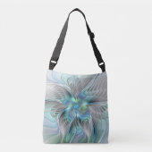 Abstracte blauwe groene vlinder Fantasy Fractal Ar Crossbody Tas (Voorkant)