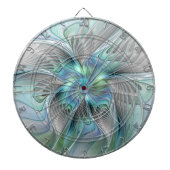 Abstracte blauwe groene vlinder Fantasy Fractal Ar Dartbord (Voorkant)
