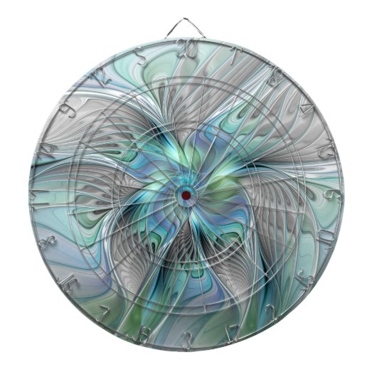 Abstracte blauwe groene vlinder Fantasy Fractal Ar Dartbord (Voorkant)