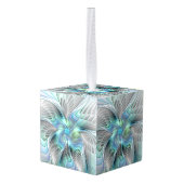 Abstracte blauwe groene vlinder Fantasy Fractal Ar Decoratie (Achter hoekig)