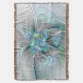 Abstracte blauwe groene vlinder Fantasy Fractal Ar Deken (Voorkant Verticaal)