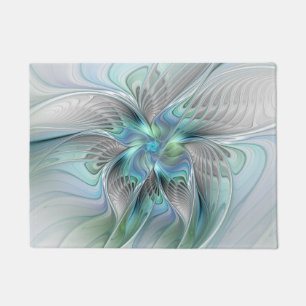 Abstracte blauwe groene vlinder Fantasy Fractal Ar Deurmat