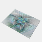 Abstracte blauwe groene vlinder Fantasy Fractal Ar Deurmat (Schuin)