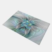 Abstracte blauwe groene vlinder Fantasy Fractal Ar Deurmat (Schuin)
