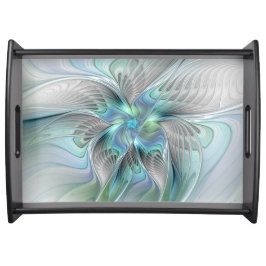 Abstracte blauwe groene vlinder Fantasy Fractal Ar Dienblad