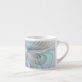 Abstracte blauwe groene vlinder Fantasy Fractal Ar Espresso Kop (Rechts)