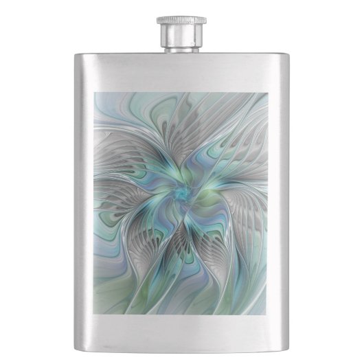 Abstracte blauwe groene vlinder Fantasy Fractal Ar Flacon (Voorkant)