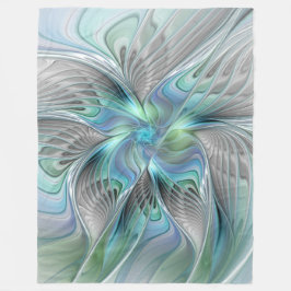Abstracte blauwe groene vlinder Fantasy Fractal Ar Fleece Deken