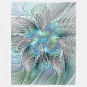 Abstracte blauwe groene vlinder Fantasy Fractal Ar Fleece Deken