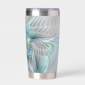 Abstracte blauwe groene vlinder Fantasy Fractal Ar Geïsoleerde Drinkbeker (Achterkant)