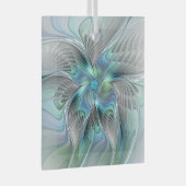 Abstracte blauwe groene vlinder Fantasy Fractal Ar Glas Ornament (Voorkant Rechts)
