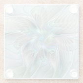 Abstracte blauwe groene vlinder Fantasy Fractal Ar Glazen Onderzetter (Achterkant)