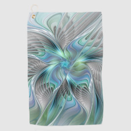 Abstracte blauwe groene vlinder Fantasy Fractal Ar Golfhanddoek