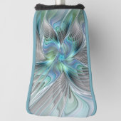 Abstracte blauwe groene vlinder Fantasy Fractal Ar Golfheadcover (Draai 90)