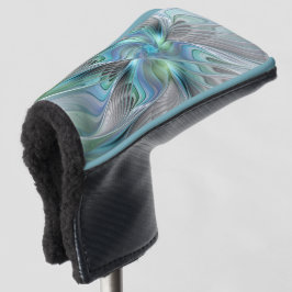 Abstracte blauwe groene vlinder Fantasy Fractal Ar Golfheadcover