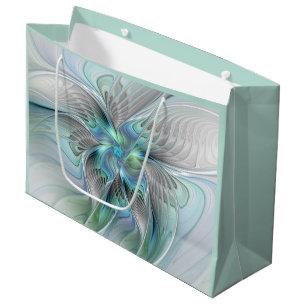 Abstracte blauwe groene vlinder Fantasy Fractal Ar Groot Cadeauzakje