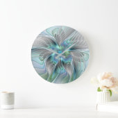 Abstracte blauwe groene vlinder Fantasy Fractal Ar Grote Klok (Huis)