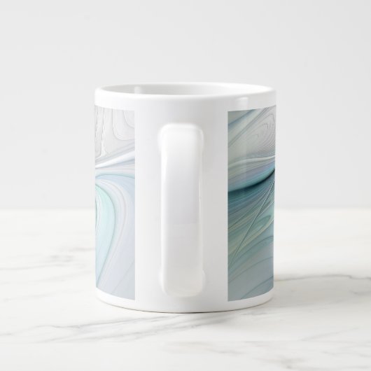 Abstracte blauwe groene vlinder Fantasy Fractal Ar Grote Koffiekop (Achterkant)