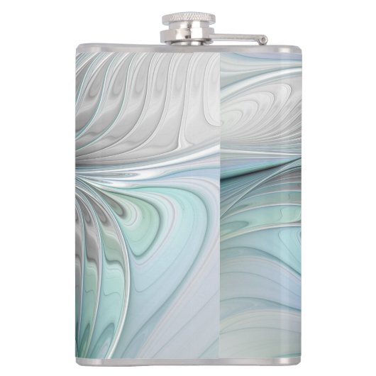 Abstracte blauwe groene vlinder Fantasy Fractal Ar Heupfles (Achterkant)