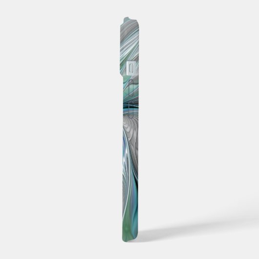 Abstracte blauwe groene vlinder Fantasy Fractal Ar iPhone 15 Case (Linkerkant)