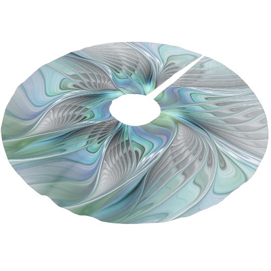 Abstracte blauwe groene vlinder Fantasy Fractal Ar Kerstboom Rok (Gekanteld)