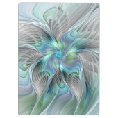 Abstracte blauwe groene vlinder Fantasy Fractal Ar Klembord (Achterkant)