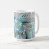 Abstracte blauwe groene vlinder Fantasy Fractal Ar Koffiemok (Voorkant rechts)