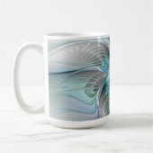 Abstracte blauwe groene vlinder Fantasy Fractal Ar Koffiemok (Links)