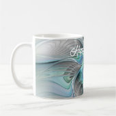 Abstracte blauwe groene vlinder Fantasy Fractal Ar Koffiemok (Links)