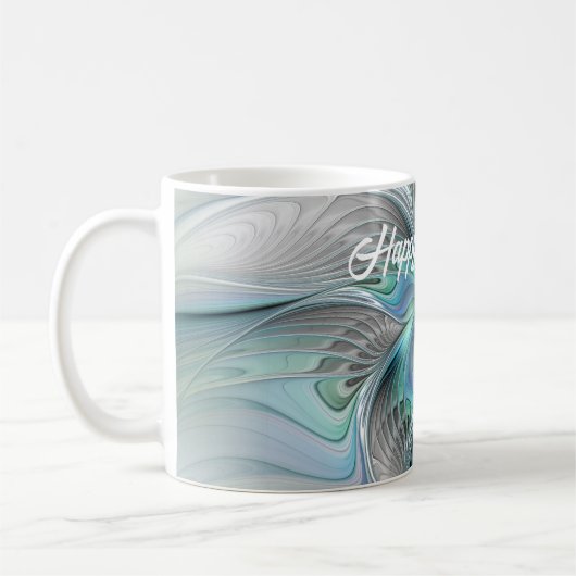 Abstracte blauwe groene vlinder Fantasy Fractal Ar Koffiemok (Links)