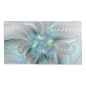 Abstracte blauwe groene vlinder Fantasy Fractal Ar Kussensloop (Achterkant)