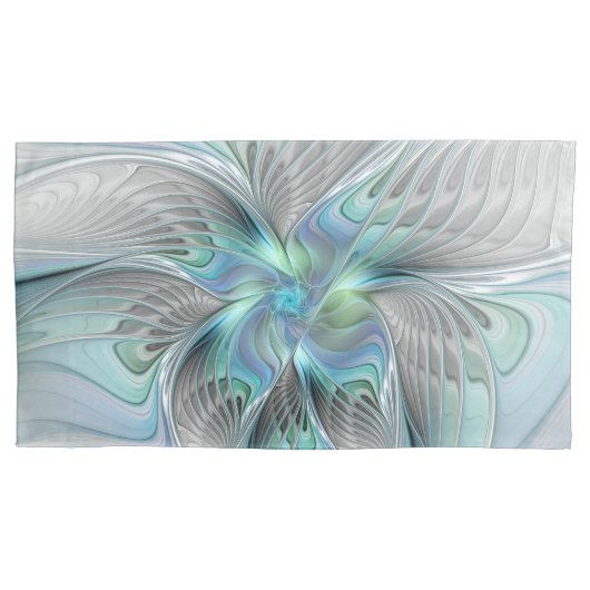 Abstracte blauwe groene vlinder Fantasy Fractal Ar Kussensloop (Voorkant)