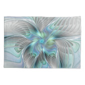 Abstracte blauwe groene vlinder Fantasy Fractal Ar Kussensloop (Achterkant)