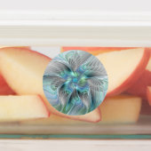 Abstracte blauwe groene vlinder Fantasy Fractal Ar Labels (Aangebracht)