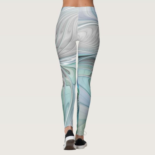 Abstracte blauwe groene vlinder Fantasy Fractal Ar Leggings (Achterkant)