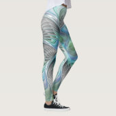 Abstracte blauwe groene vlinder Fantasy Fractal Ar Leggings (Rechts)