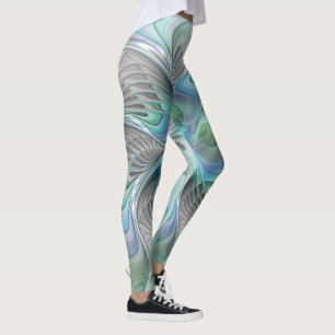 Abstracte blauwe groene vlinder Fantasy Fractal Ar Leggings