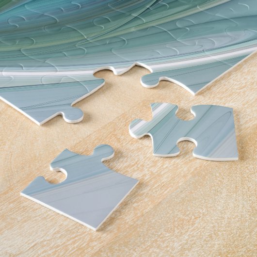 Abstracte blauwe groene vlinder Fantasy Fractal Ar Legpuzzel (Zijkant)