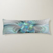 Abstracte blauwe groene vlinder Fantasy Fractal Ar Lichaamskussen (Achterkant)