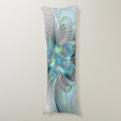Abstracte blauwe groene vlinder Fantasy Fractal Ar Lichaamskussen (Voorkant Verticaal)