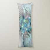 Abstracte blauwe groene vlinder Fantasy Fractal Ar Lichaamskussen (Achterkant (Verticaal))