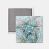 Abstracte blauwe groene vlinder Fantasy Fractal Ar Magneet (Voorkant / Achterkant)