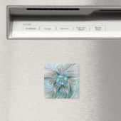 Abstracte blauwe groene vlinder Fantasy Fractal Ar Magneet (Insitu (Vaatwasser))