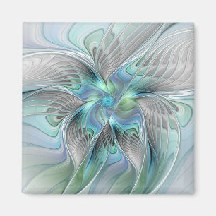 Abstracte blauwe groene vlinder Fantasy Fractal Ar Magneet
