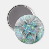 Abstracte blauwe groene vlinder Fantasy Fractal Ar Magneet (Voorkant / Achterkant)