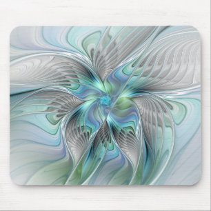 Abstracte blauwe groene vlinder Fantasy Fractal Ar Muismat